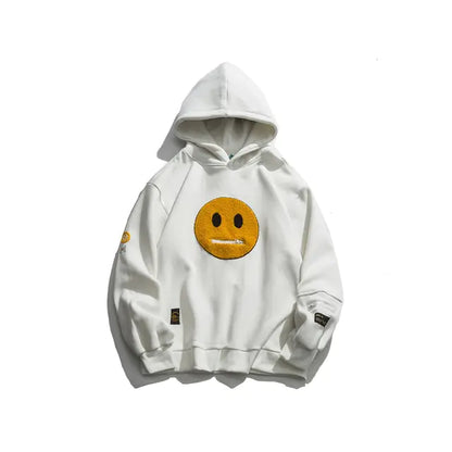 Smile Face Patchwork Hooded Sweatshirts